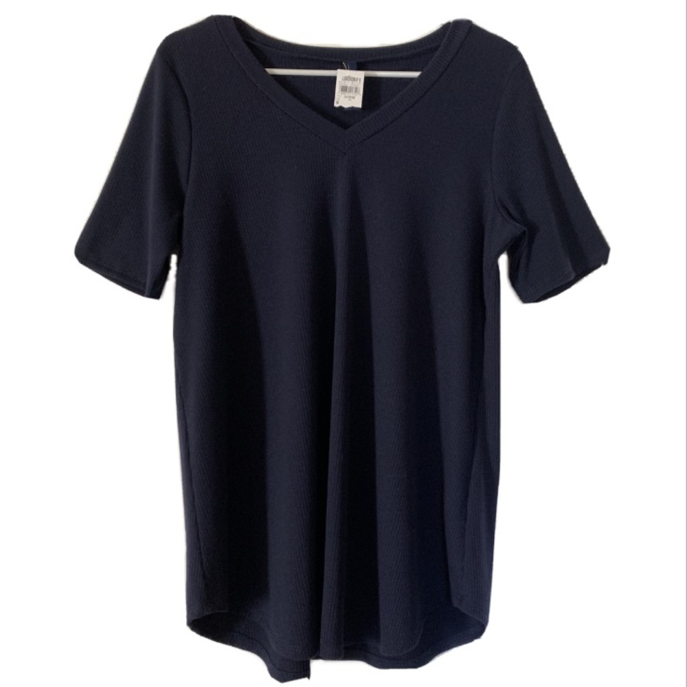 ✖️ SOLD - Navy Blue Ribbed Tee-Blouse by James C